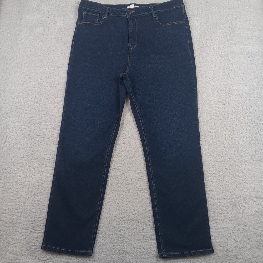 Liz Claiborne Lana Straight Leg Jeans Womens 18 Dark Wash High Rise Stretch